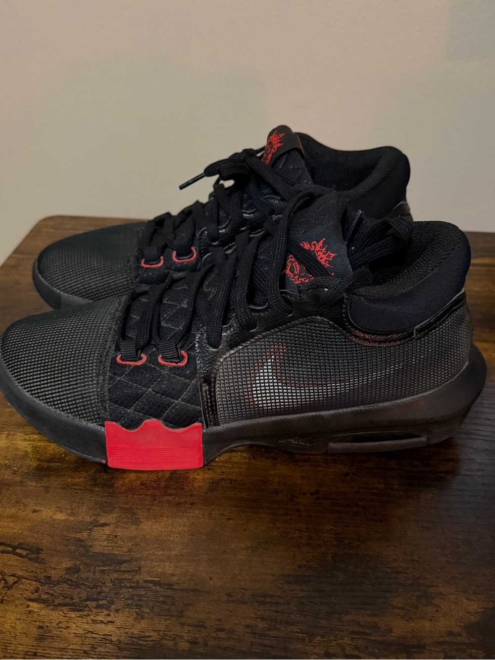 Nike Black Athletic Sneakers with Red Accents